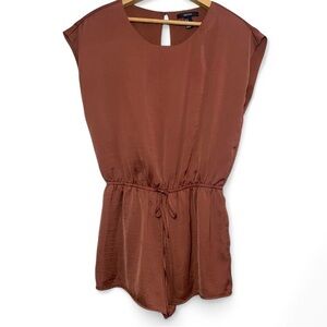 Forever 21 Romper Womens Sz M Burnt Orange Sleeveless Open Back One Piece Casual